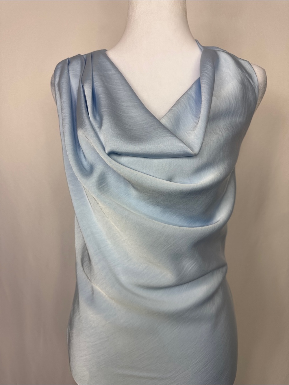 ASTR The Label Varya Satin Cowl Neck Formal Maxi Dress Size Medium Baby Blue - Picture 6 of 13
